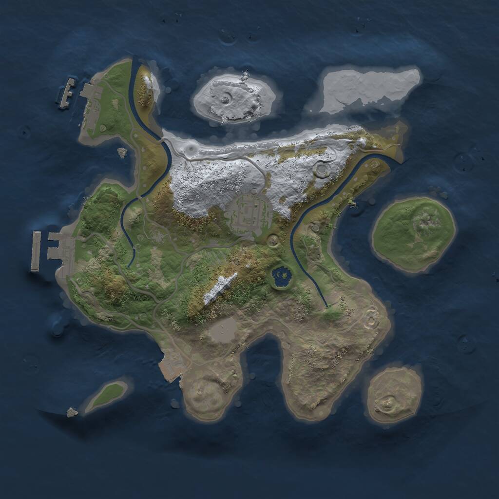 Rust Map: Procedural Map, Size: 2500, Seed: 690666, 4 Monuments