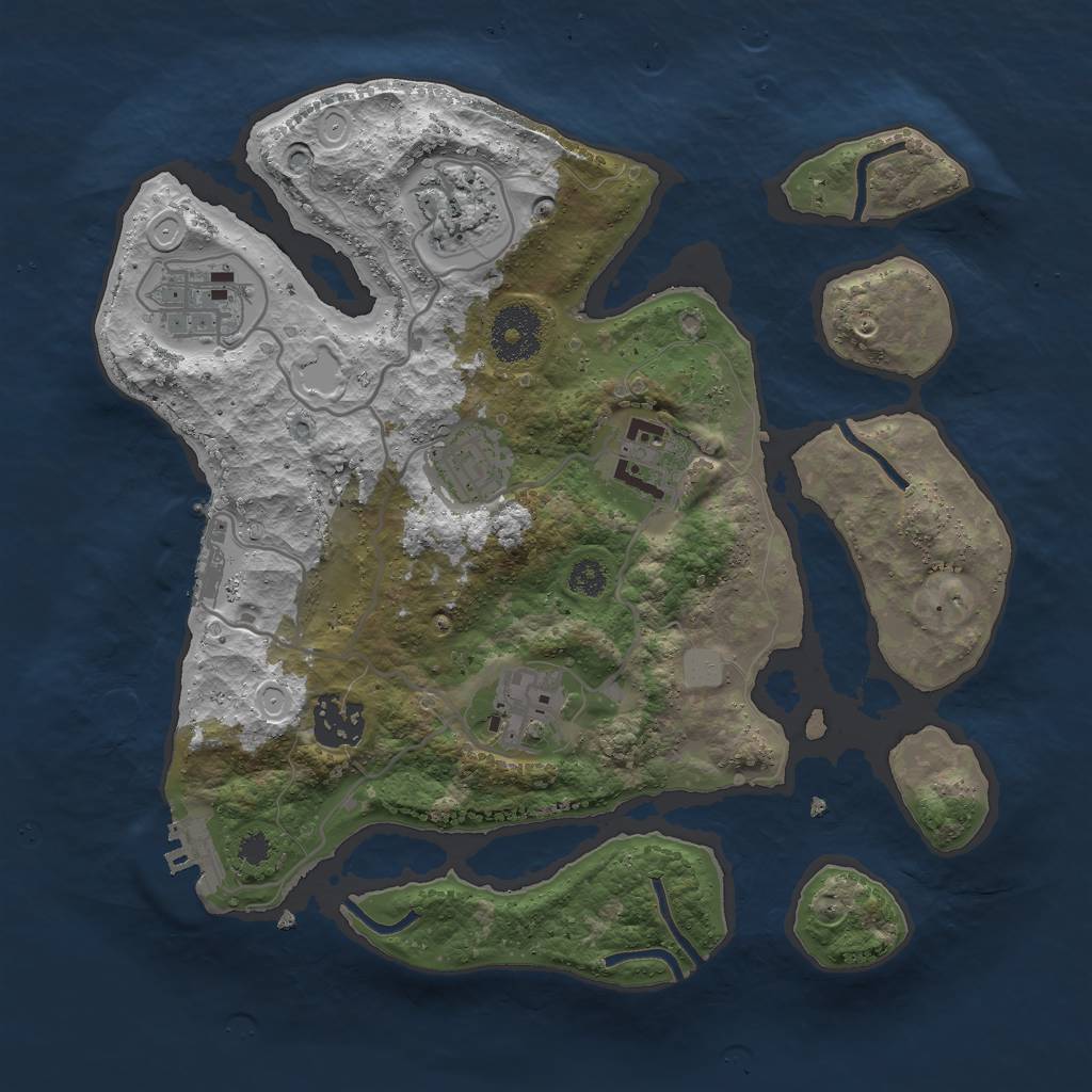 Rust Map: Procedural Map, Size: 3000, Seed: 491949, 13 Monuments