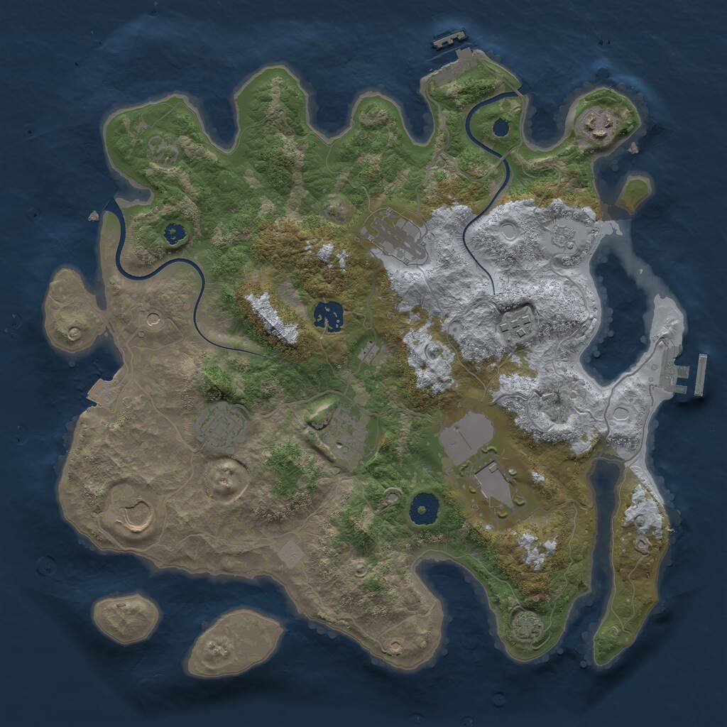 Rust Map: Procedural Map, Size: 3500, Seed: 2061903230, 14 Monuments