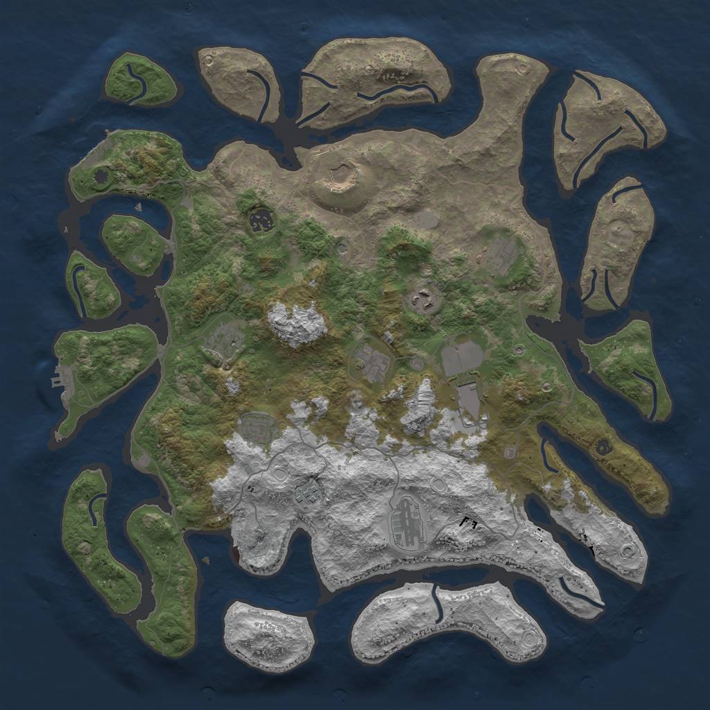 Rust Map: Procedural Map, Size: 4500, Seed: 318790511, 18 Monuments