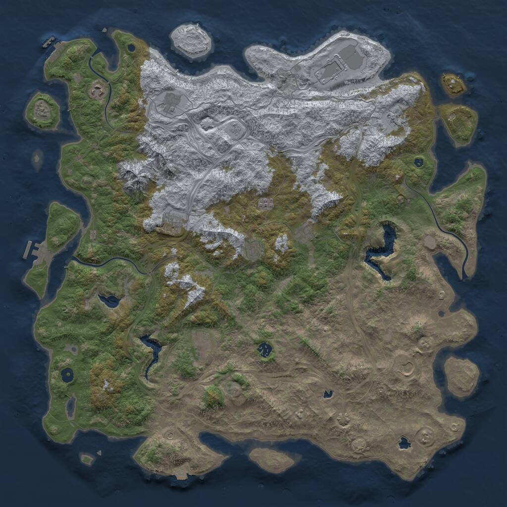 Rust Map: Procedural Map, Size: 5500, Seed: 917644488, 17 Monuments