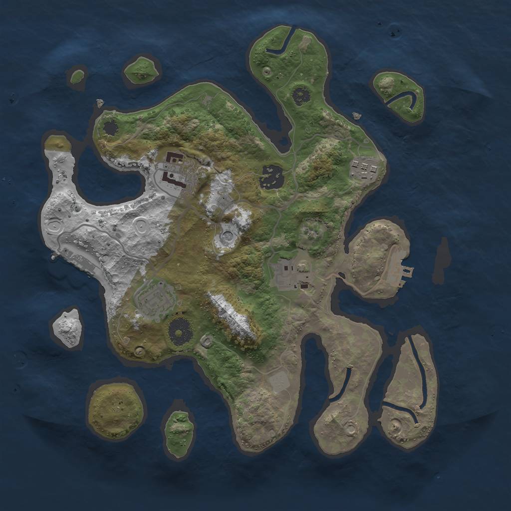 Rust Map: Procedural Map, Size: 3000, Seed: 487354, 13 Monuments