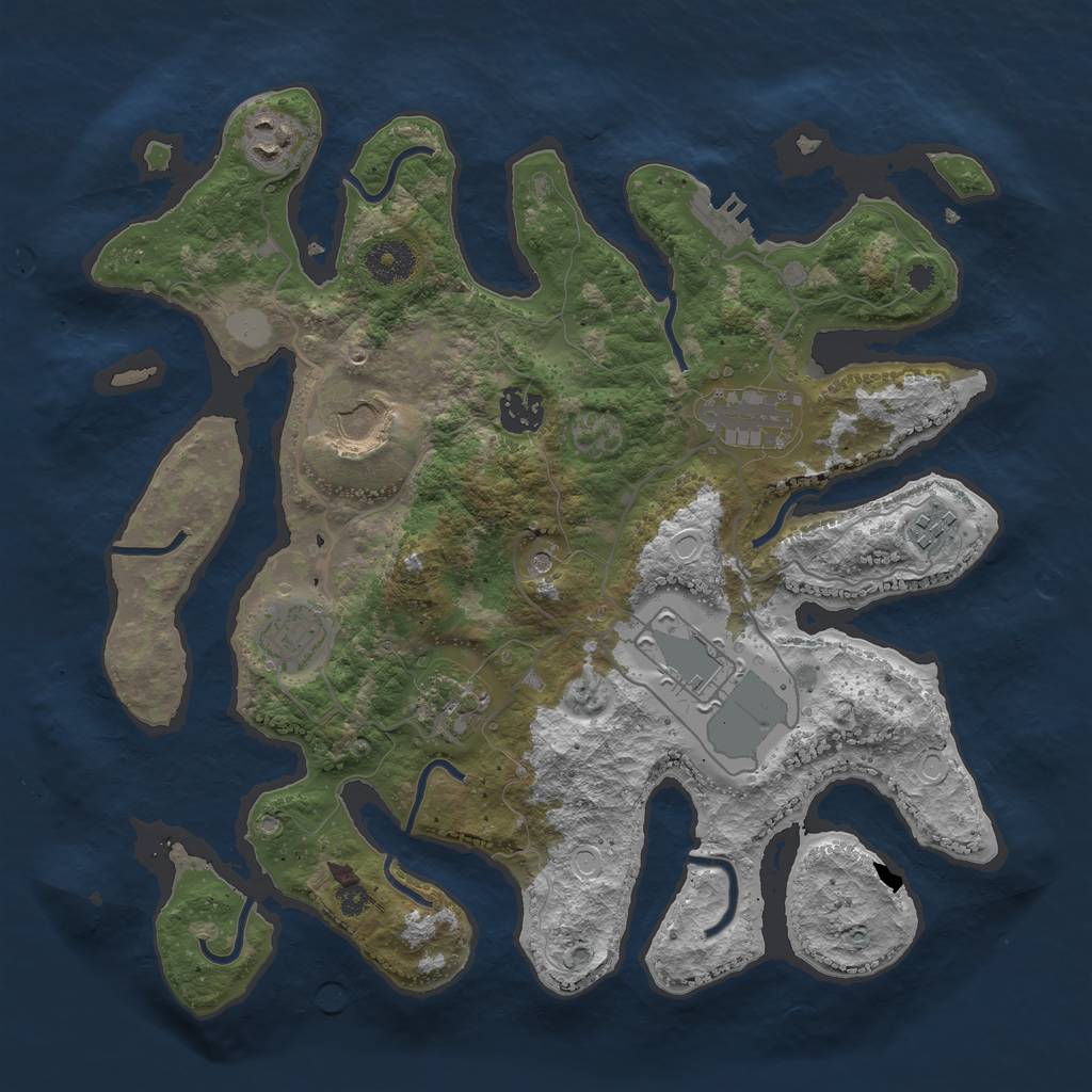 Rust Map: Procedural Map, Size: 3500, Seed: 27321162, 15 Monuments