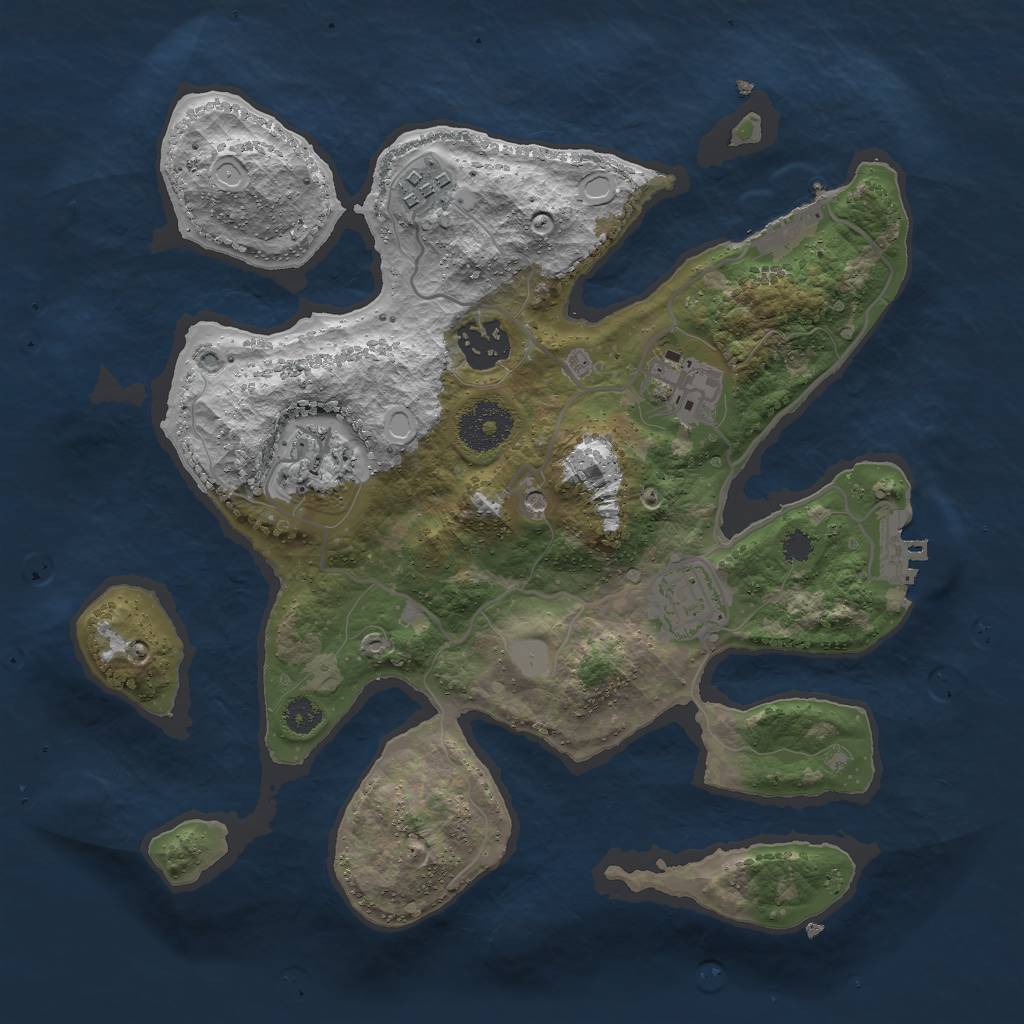 Rust Map: Procedural Map, Size: 3000, Seed: 654814, 13 Monuments