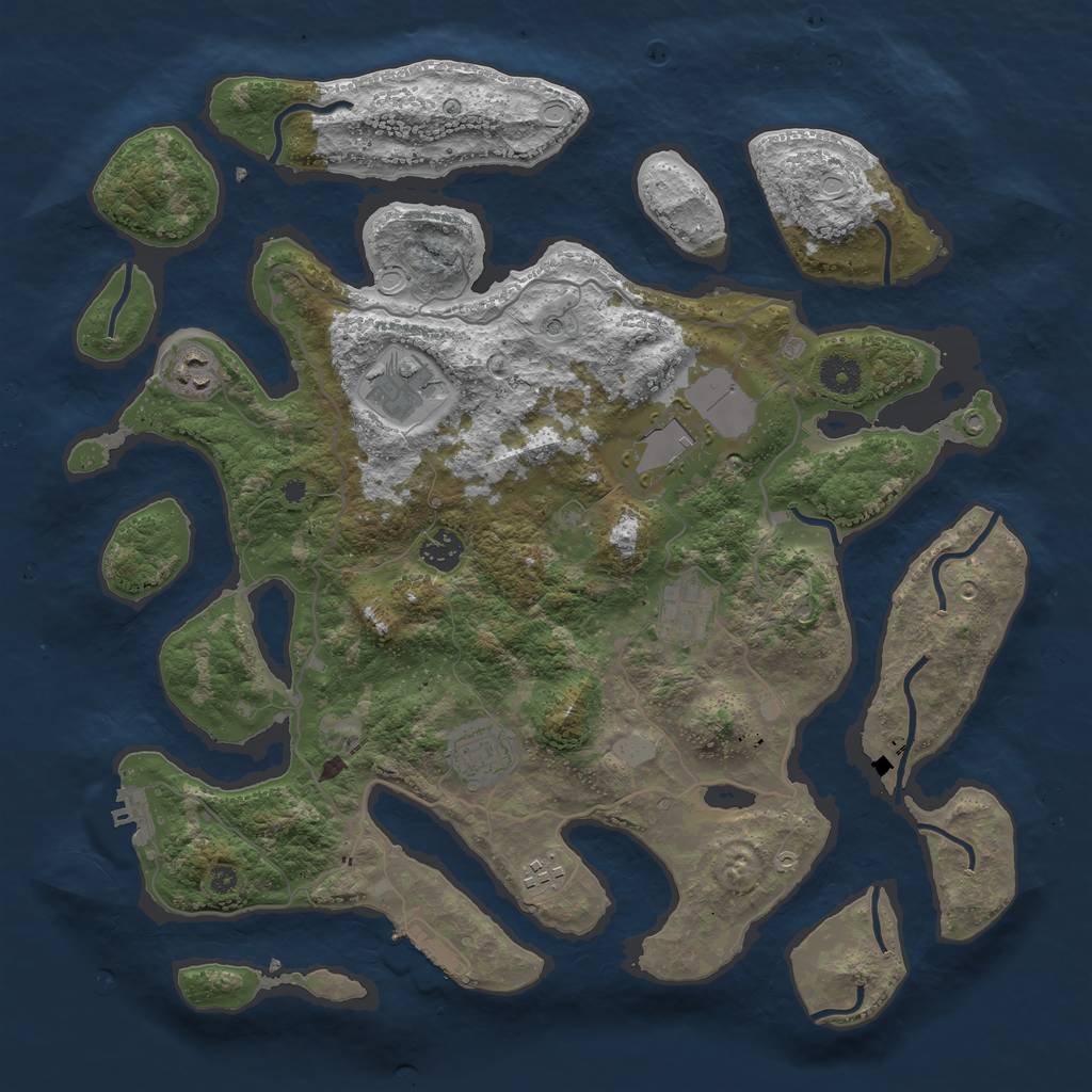 Rust Map: Procedural Map, Size: 4000, Seed: 686469111, 15 Monuments