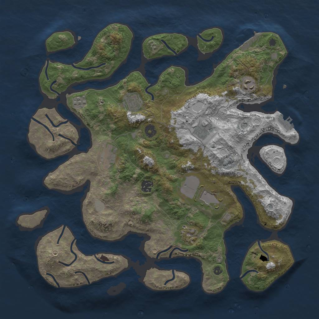 Rust Map: Procedural Map, Size: 3885, Seed: 1337, 16 Monuments