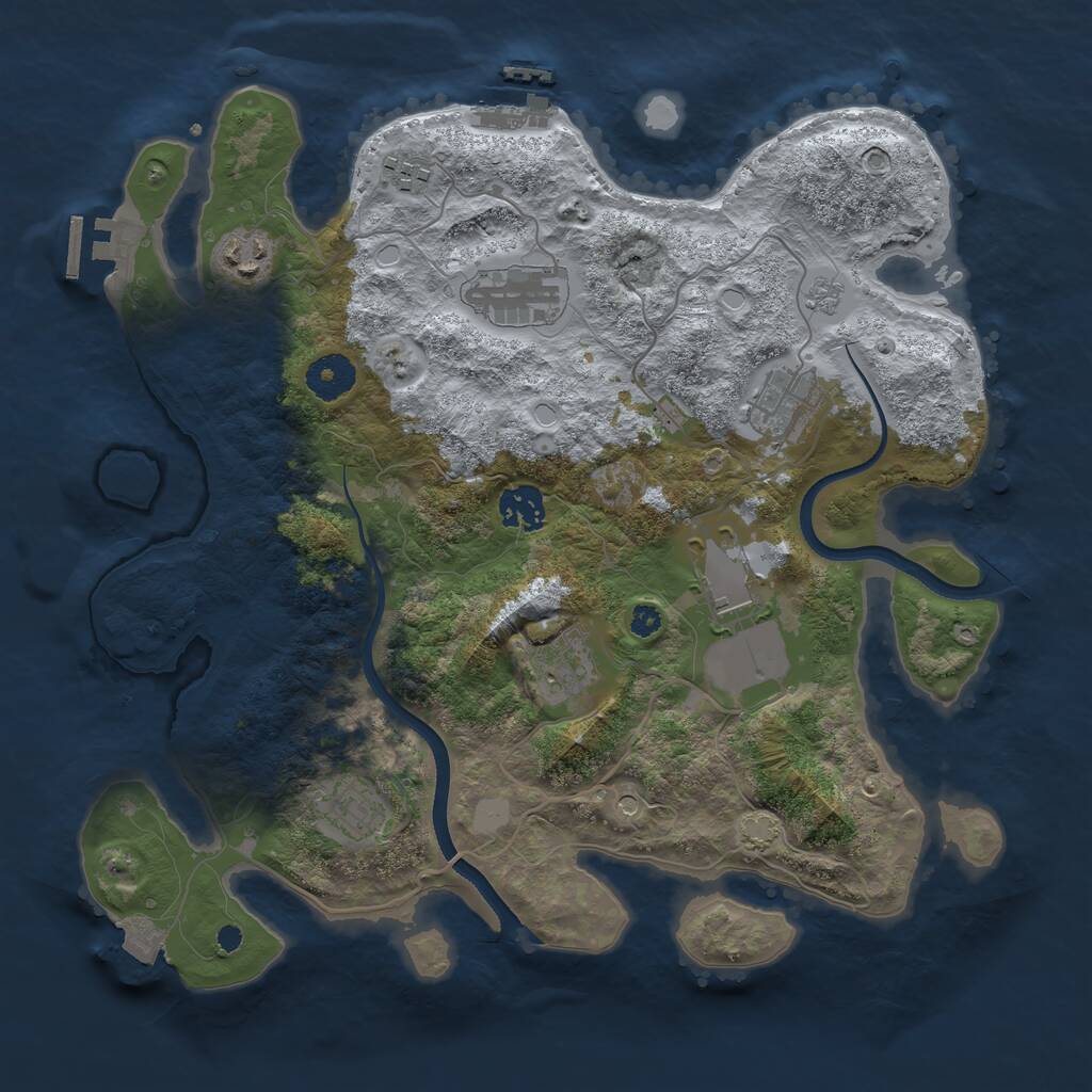 Rust Map: Procedural Map, Size: 3500, Seed: 1213465, 14 Monuments
