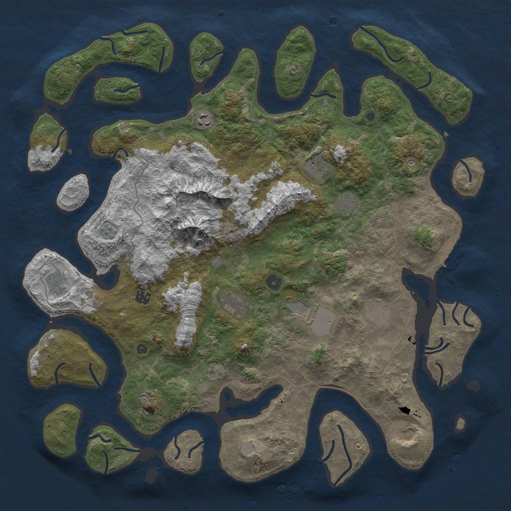 Rust Map: Procedural Map, Size: 5000, Seed: 608747035, 18 Monuments