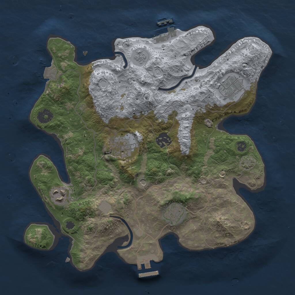 Rust Map: Procedural Map, Size: 3000, Seed: 1119793393, 11 Monuments