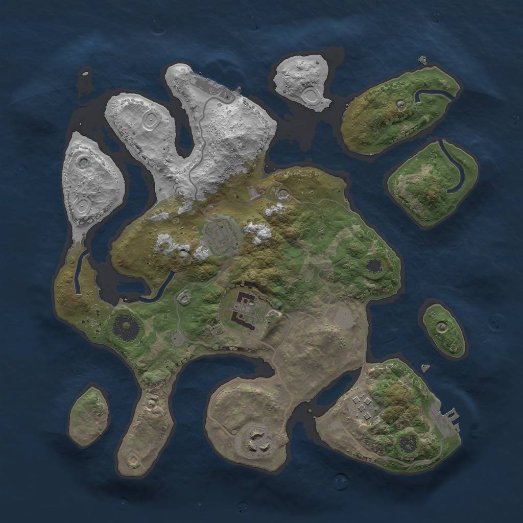 Rust Map: Procedural Map, Size: 3000, Seed: 625415, 12 Monuments