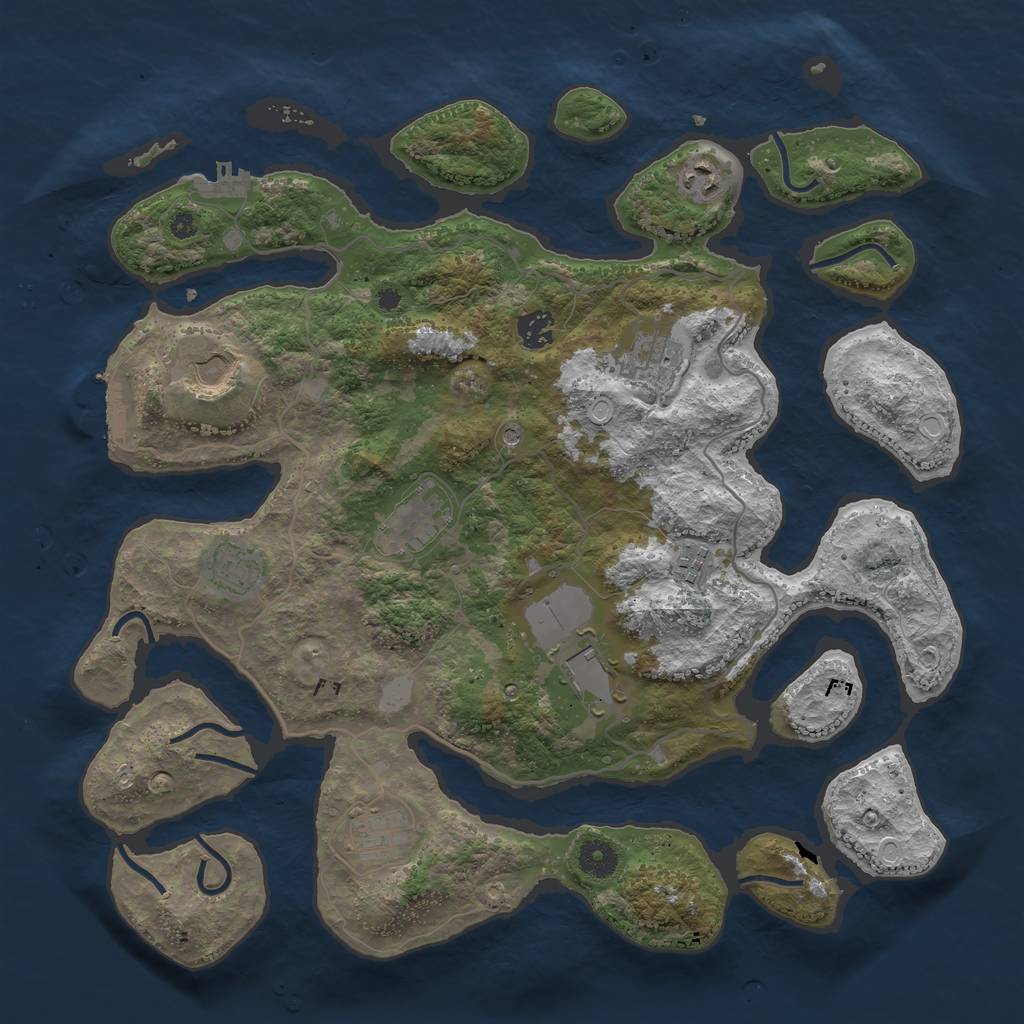 Rust Map: Procedural Map, Size: 4000, Seed: 1500662761, 17 Monuments