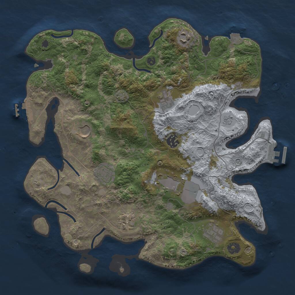 Rust Map: Procedural Map, Size: 3500, Seed: 5312381, 14 Monuments