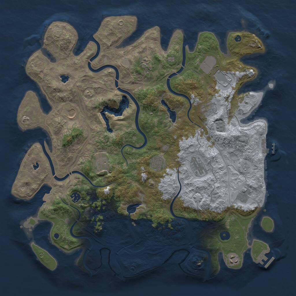 Rust Map: Procedural Map, Size: 4500, Seed: 1004078980, 17 Monuments