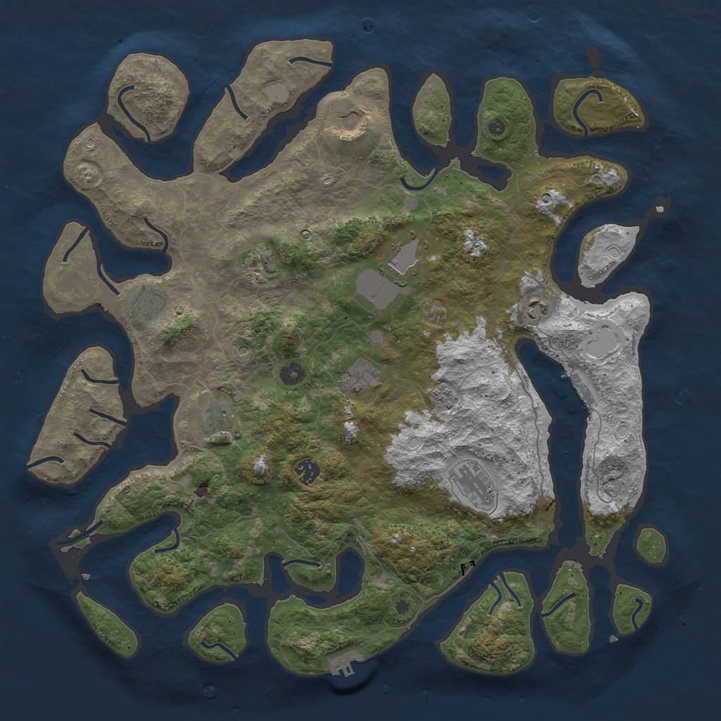 Rust Map: Procedural Map, Size: 4500, Seed: 1004078980, 18 Monuments