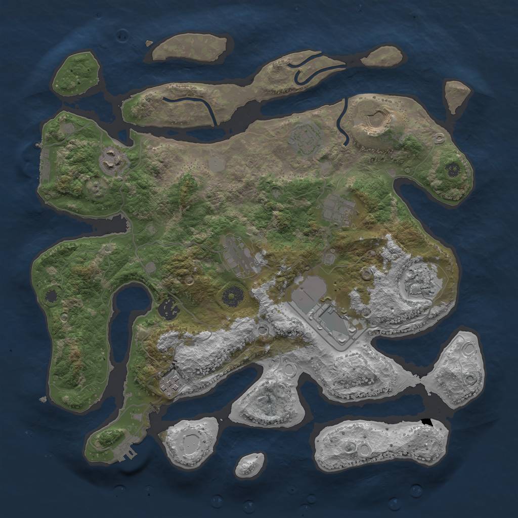 Rust Map: Procedural Map, Size: 3700, Seed: 12345611, 17 Monuments