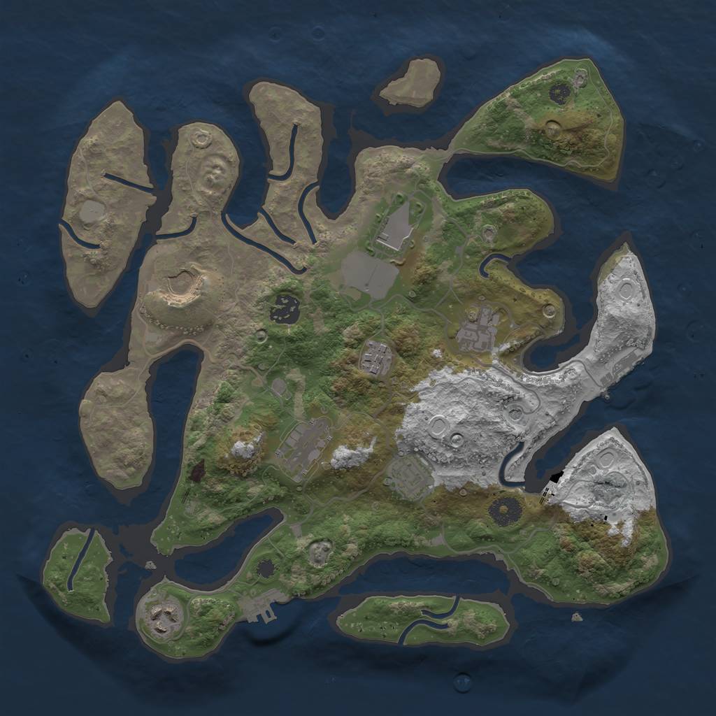 Rust Map: Procedural Map, Size: 3500, Seed: 926827147, 16 Monuments