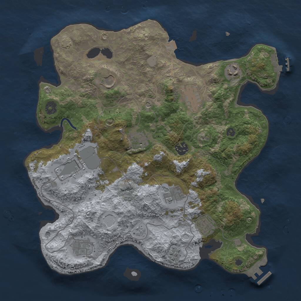 Rust Map: Procedural Map, Size: 3500, Seed: 369832906, 16 Monuments