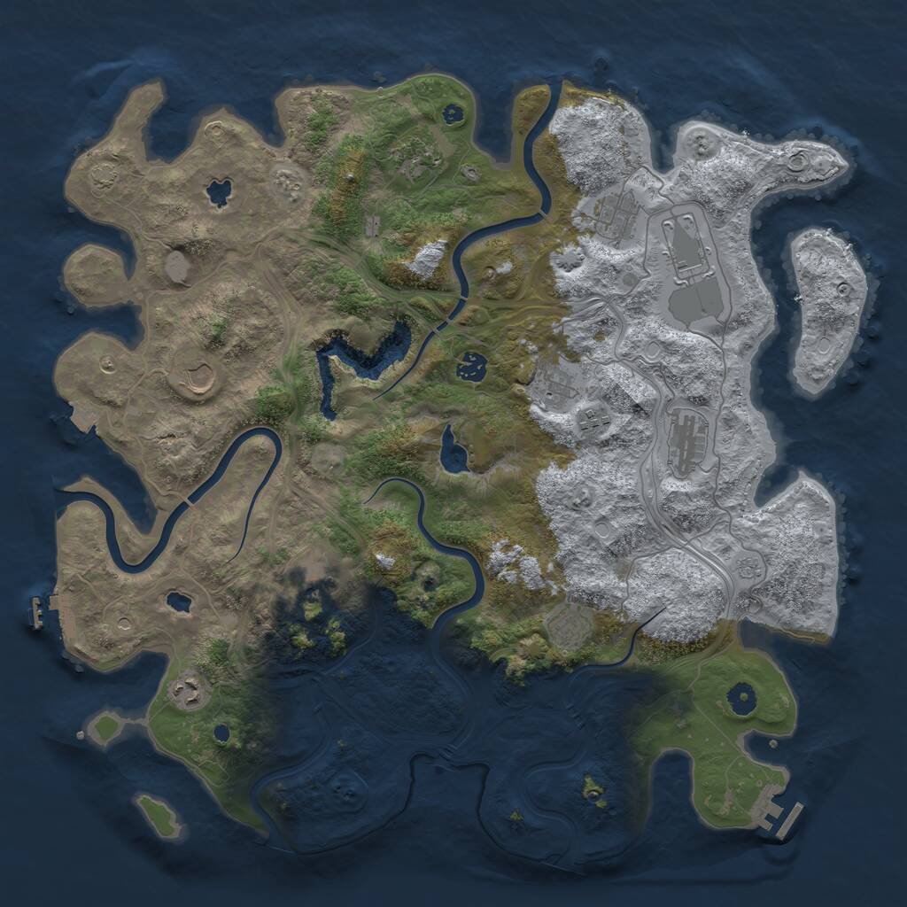Rust Map: Procedural Map, Size: 4500, Seed: 1041229552, 17 Monuments