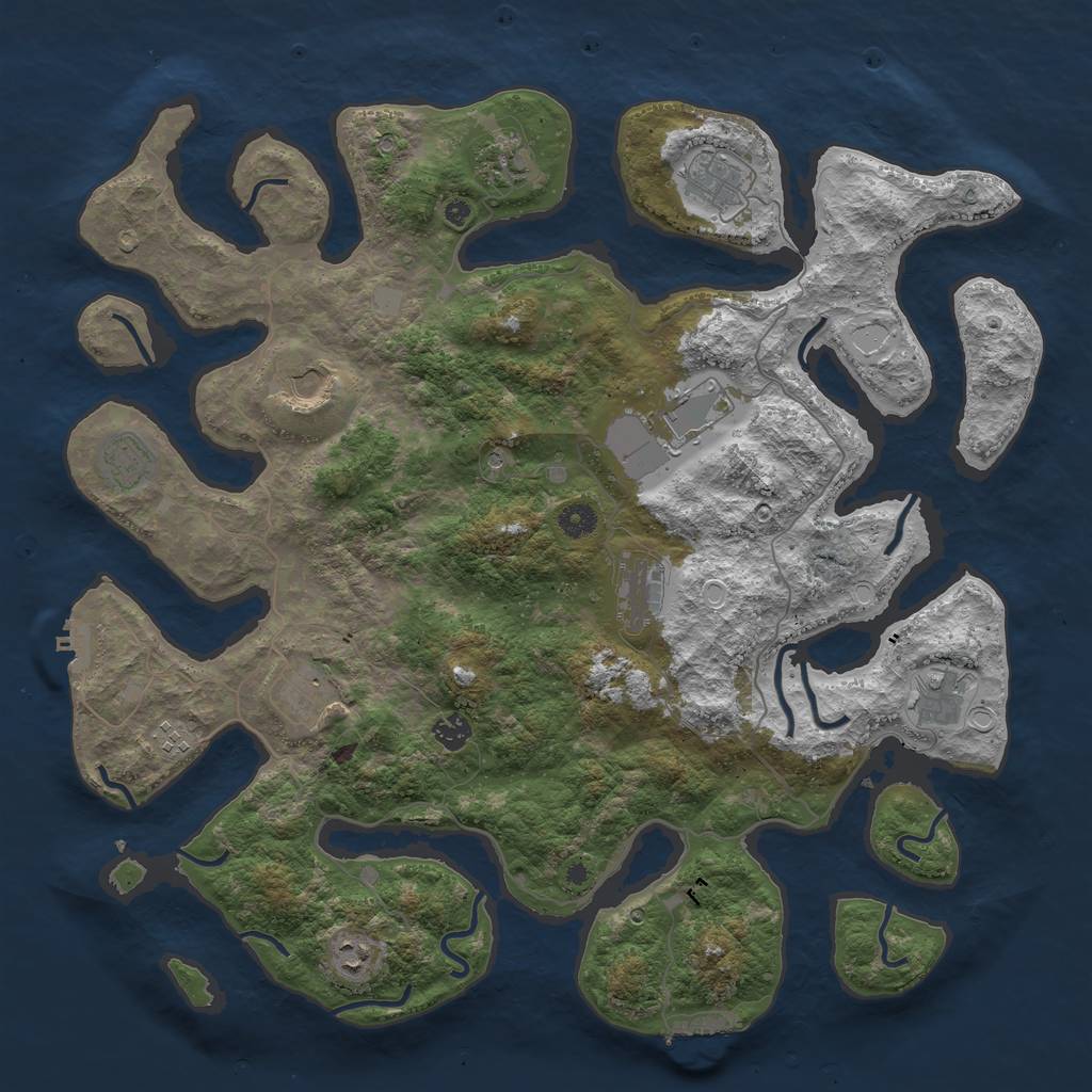 Rust Map: Procedural Map, Size: 4500, Seed: 1041229552, 19 Monuments