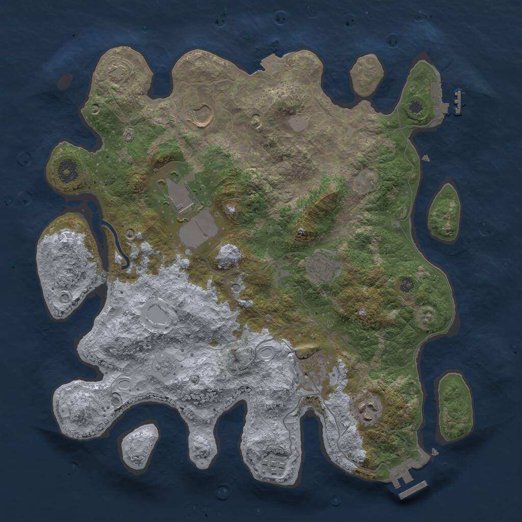 Rust Map: Procedural Map, Size: 3500, Seed: 792391788, 12 Monuments