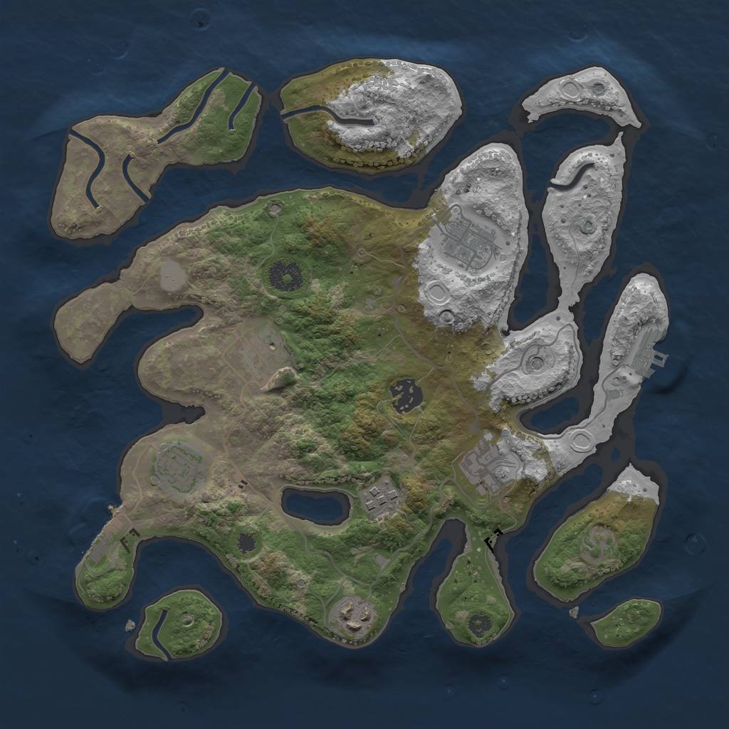 Rust Map: Procedural Map, Size: 3300, Seed: 1913121163, 15 Monuments