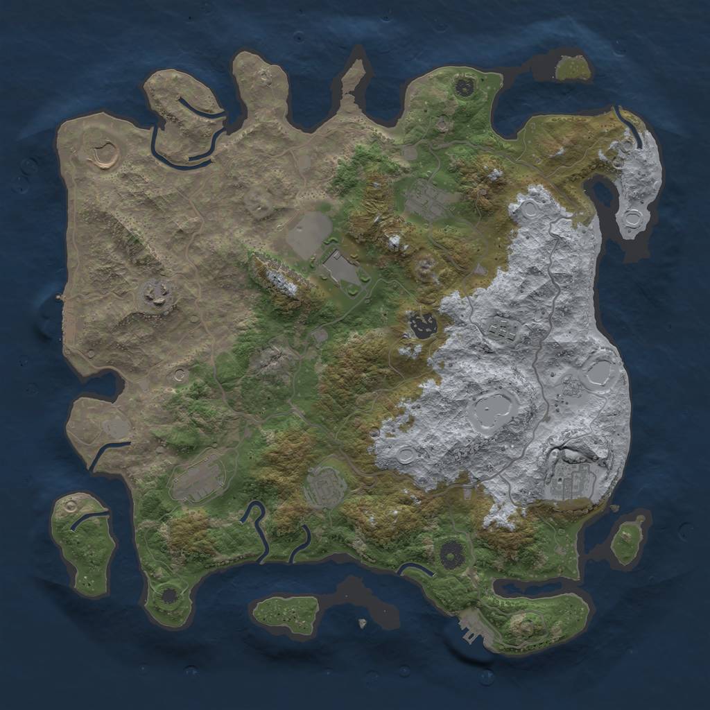 Rust Map: Procedural Map, Size: 4000, Seed: 1015596671, 16 Monuments
