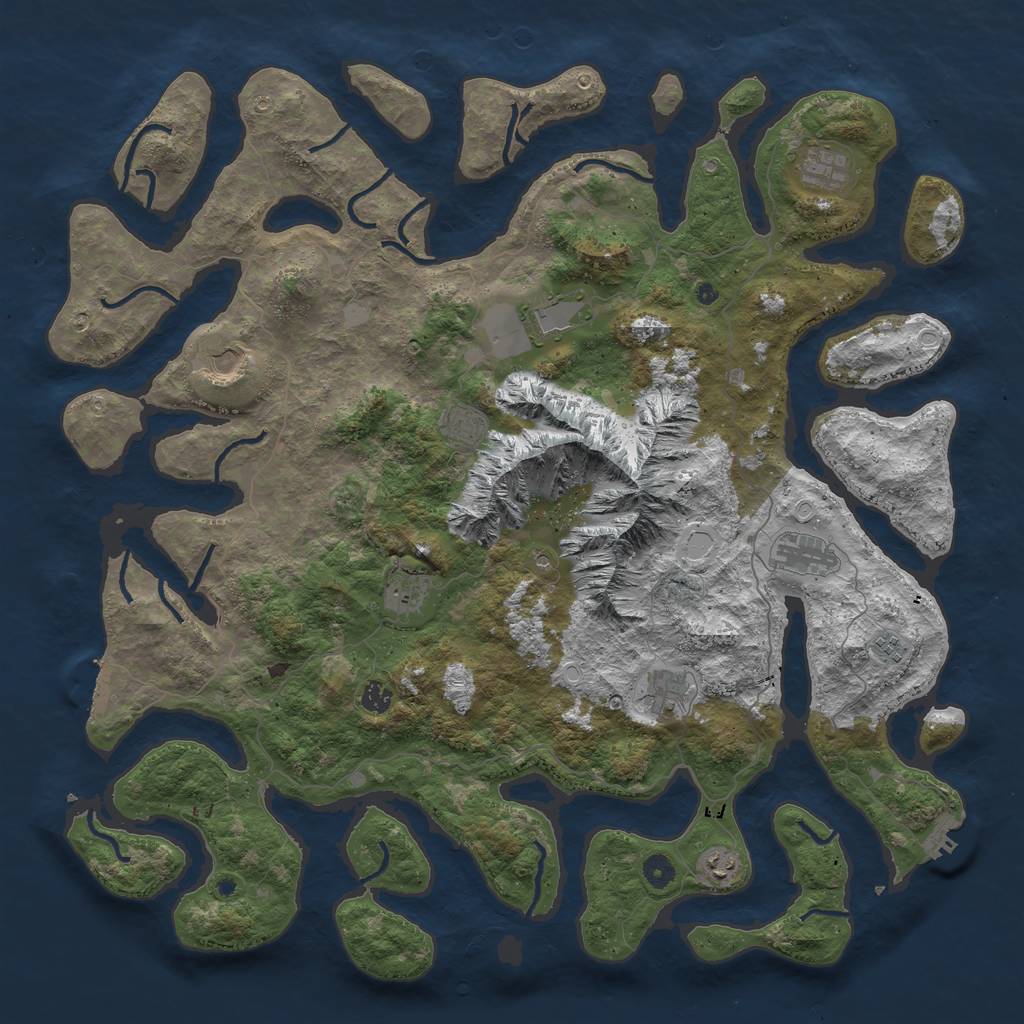 Rust Map: Procedural Map, Size: 5000, Seed: 29482628, 18 Monuments