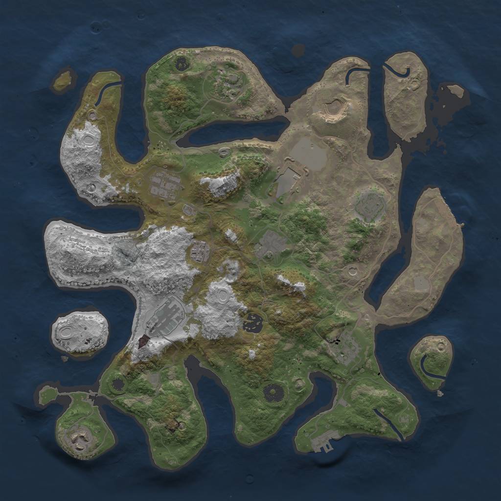 Rust Map: Procedural Map, Size: 3750, Seed: 1184651701, 19 Monuments