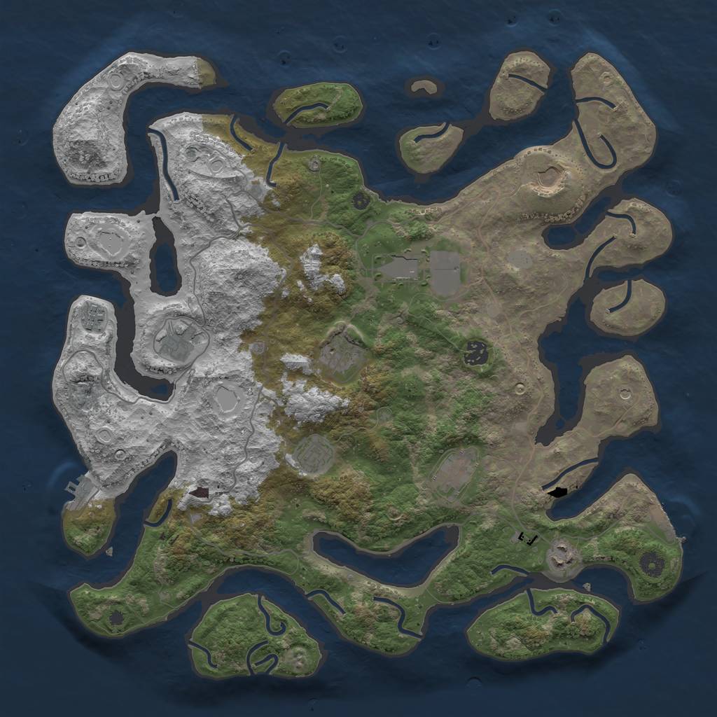 Rust Map: Procedural Map, Size: 4250, Seed: 344503982, 17 Monuments