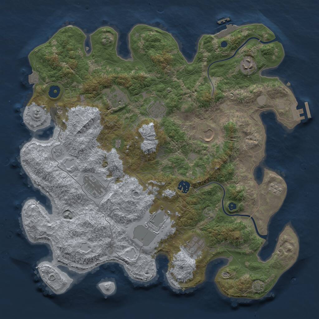 Rust Map: Procedural Map, Size: 3950, Seed: 644619456, 15 Monuments
