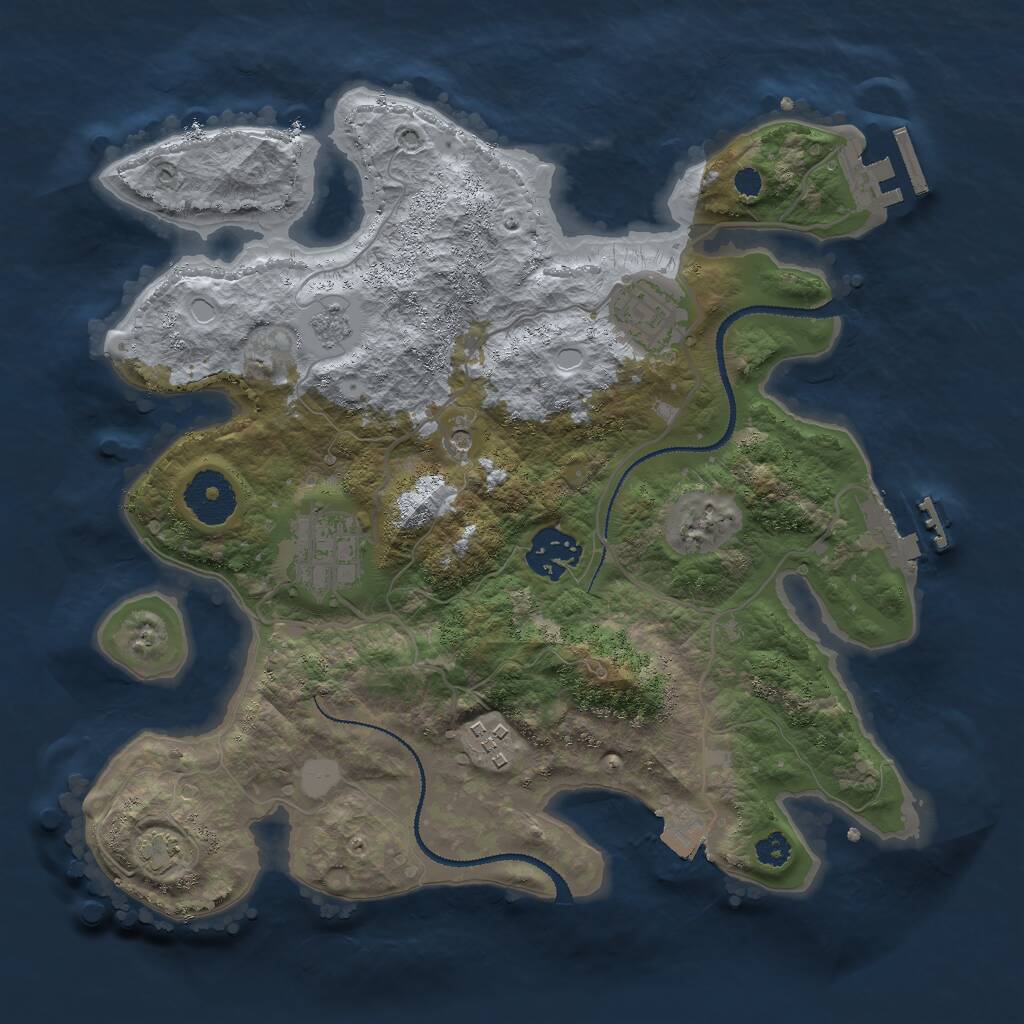 Rust Map: Procedural Map, Size: 3000, Seed: 613862459, 10 Monuments