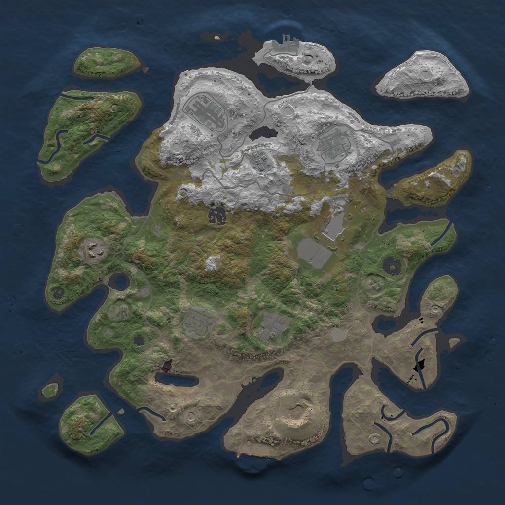 Rust Map: Procedural Map, Size: 4000, Seed: 76916013, 17 Monuments