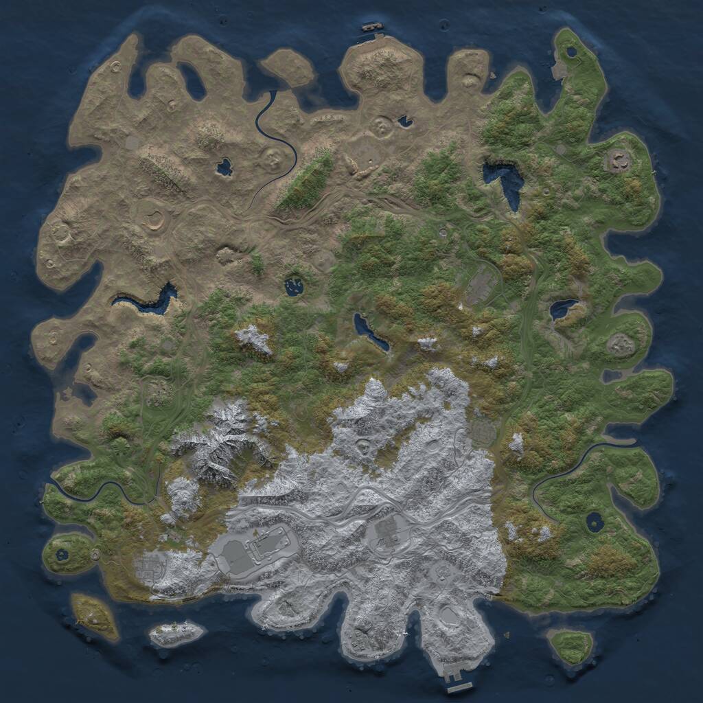 Rust Map: Procedural Map, Size: 5600, Seed: 927063781, 17 Monuments