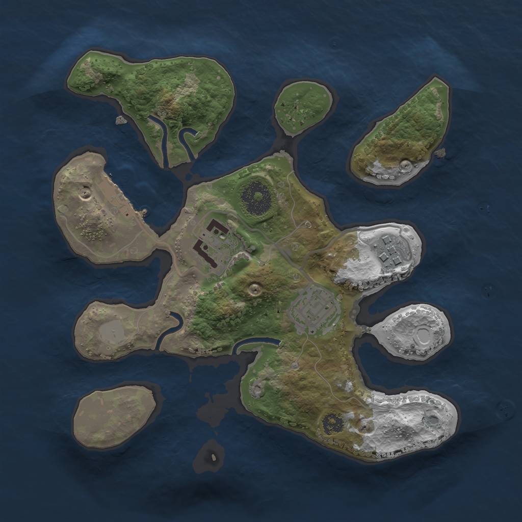 Rust Map: Procedural Map, Size: 2500, Seed: 1255176680, 9 Monuments