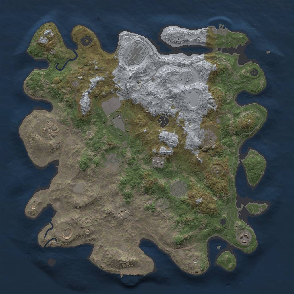 Rust Map: Procedural Map, Size: 4000, Seed: 458965, 17 Monuments
