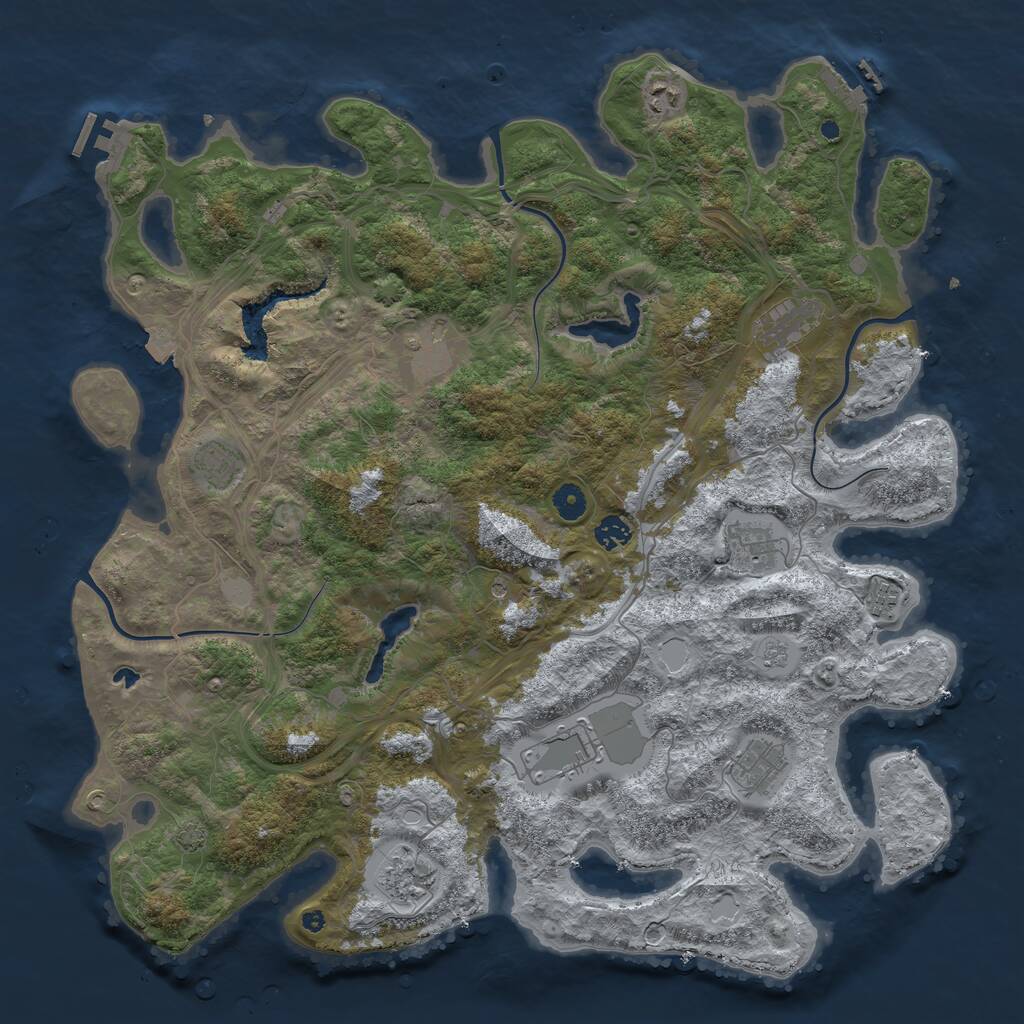Rust Map: Procedural Map, Size: 4500, Seed: 657674567, 16 Monuments