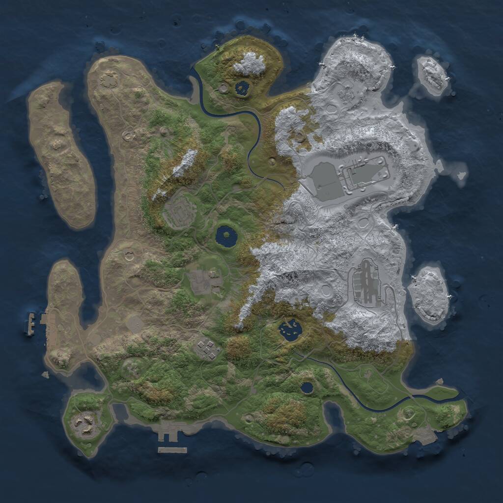 Rust Map: Procedural Map, Size: 3500, Seed: 1117337002, 13 Monuments