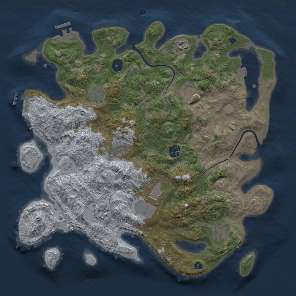 Rust Map: Procedural Map, Size: 3800, Seed: 465568923, 15 Monuments