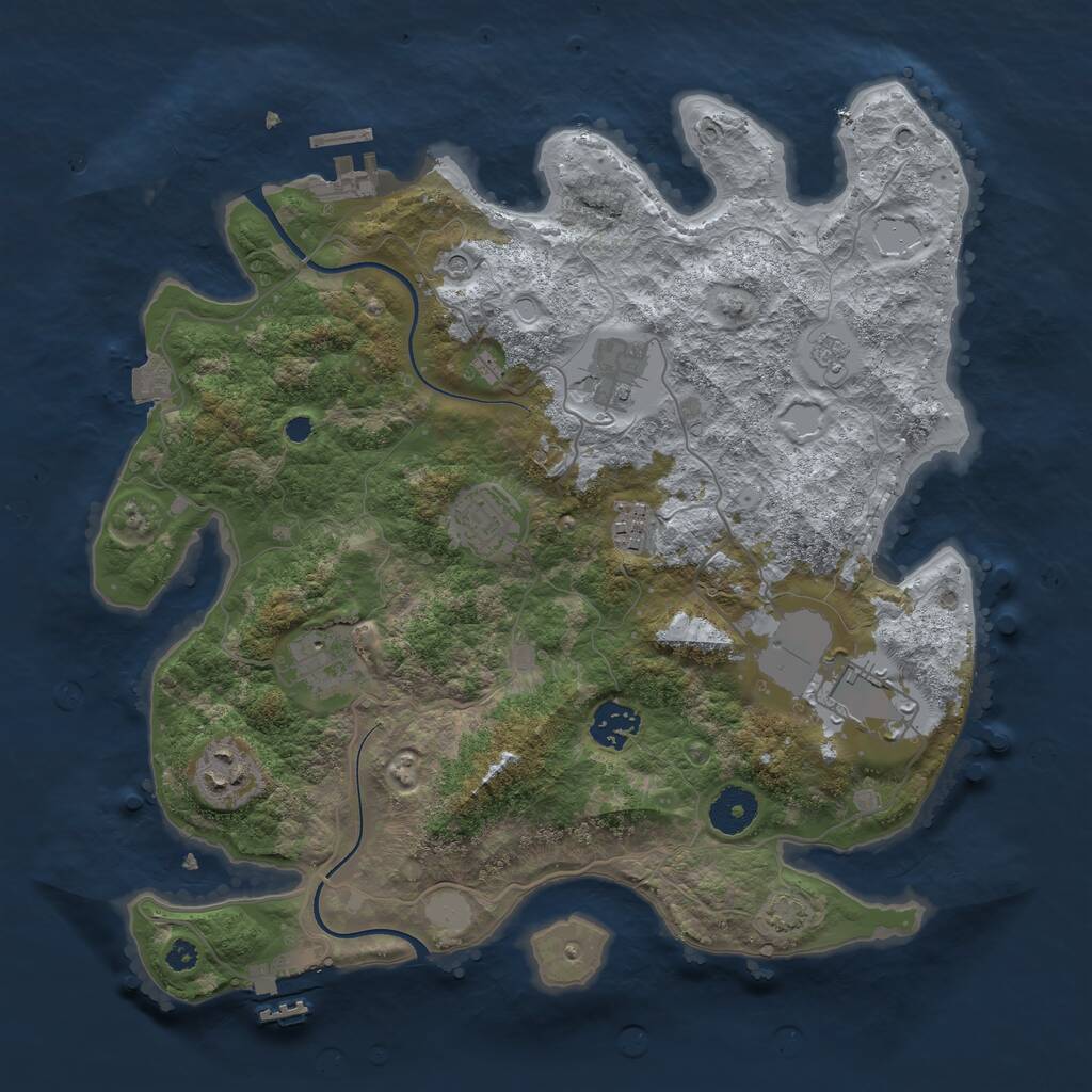 Rust Map: Procedural Map, Size: 3500, Seed: 639174940, 13 Monuments