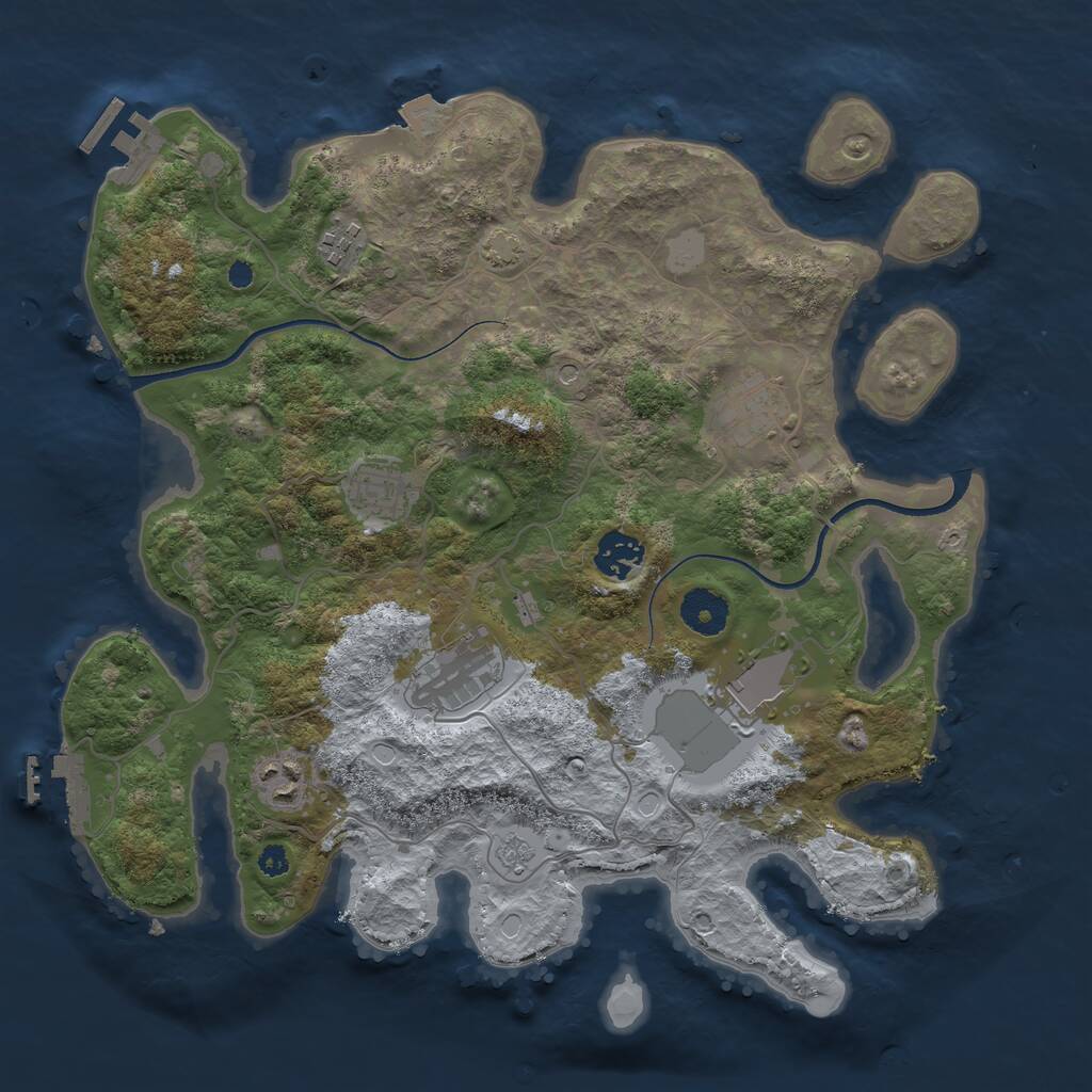 Rust Map: Procedural Map, Size: 3500, Seed: 8147343, 13 Monuments