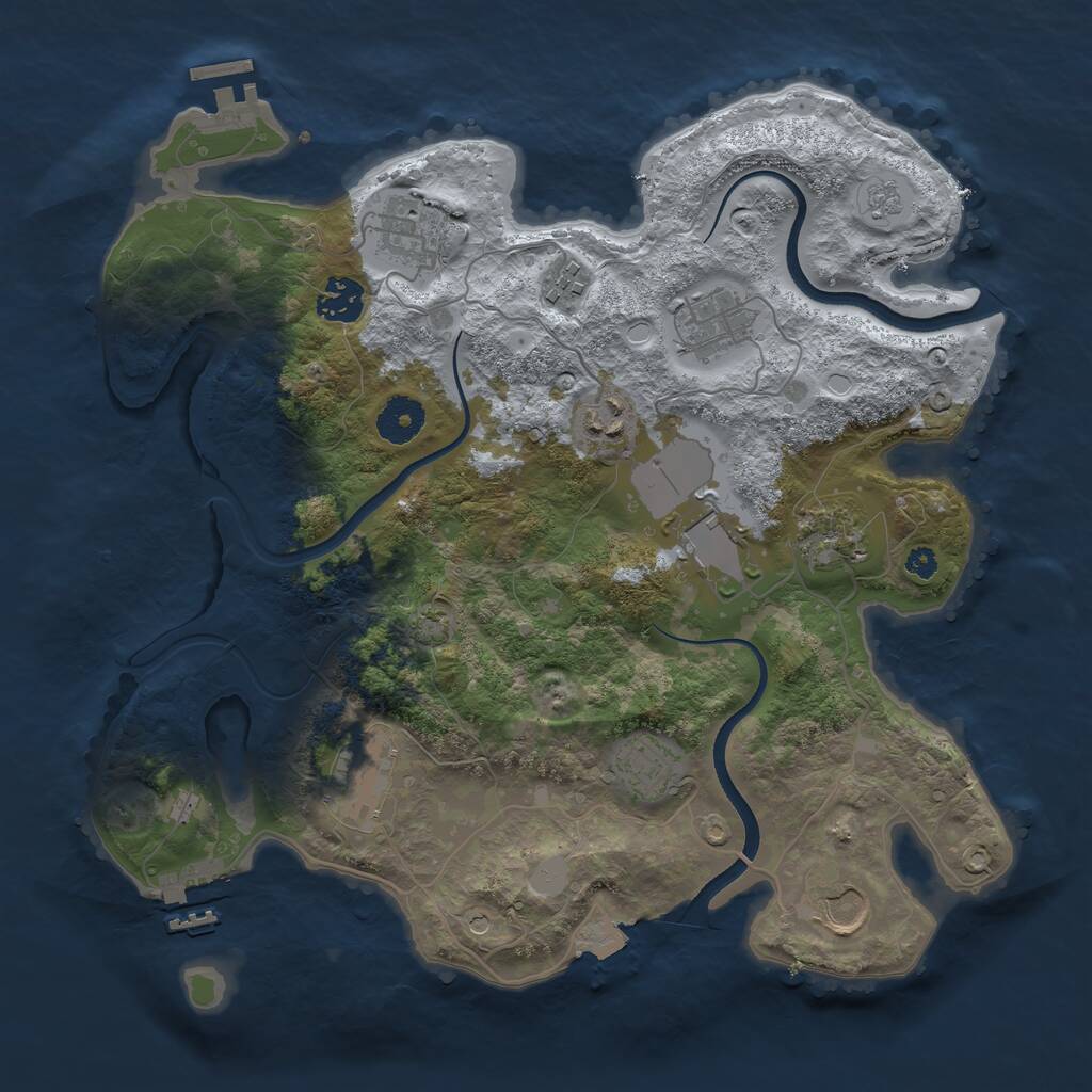 Rust Map: Procedural Map, Size: 3500, Seed: 1258888555, 16 Monuments