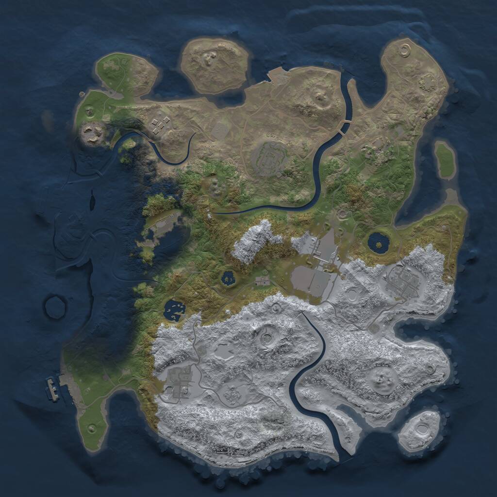 Rust Map: Procedural Map, Size: 3500, Seed: 370516890, 15 Monuments