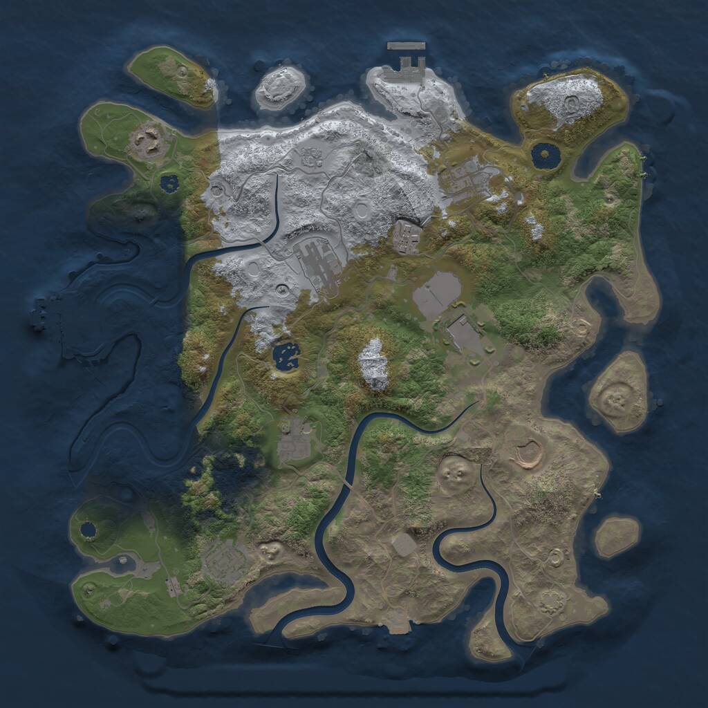 Rust Map: Procedural Map, Size: 3750, Seed: 1986775705, 15 Monuments