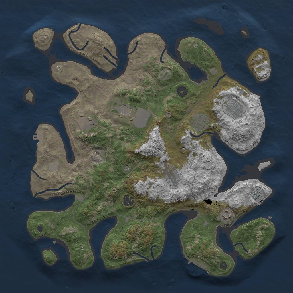 Rust Map: Procedural Map, Size: 4000, Seed: 67754, 16 Monuments