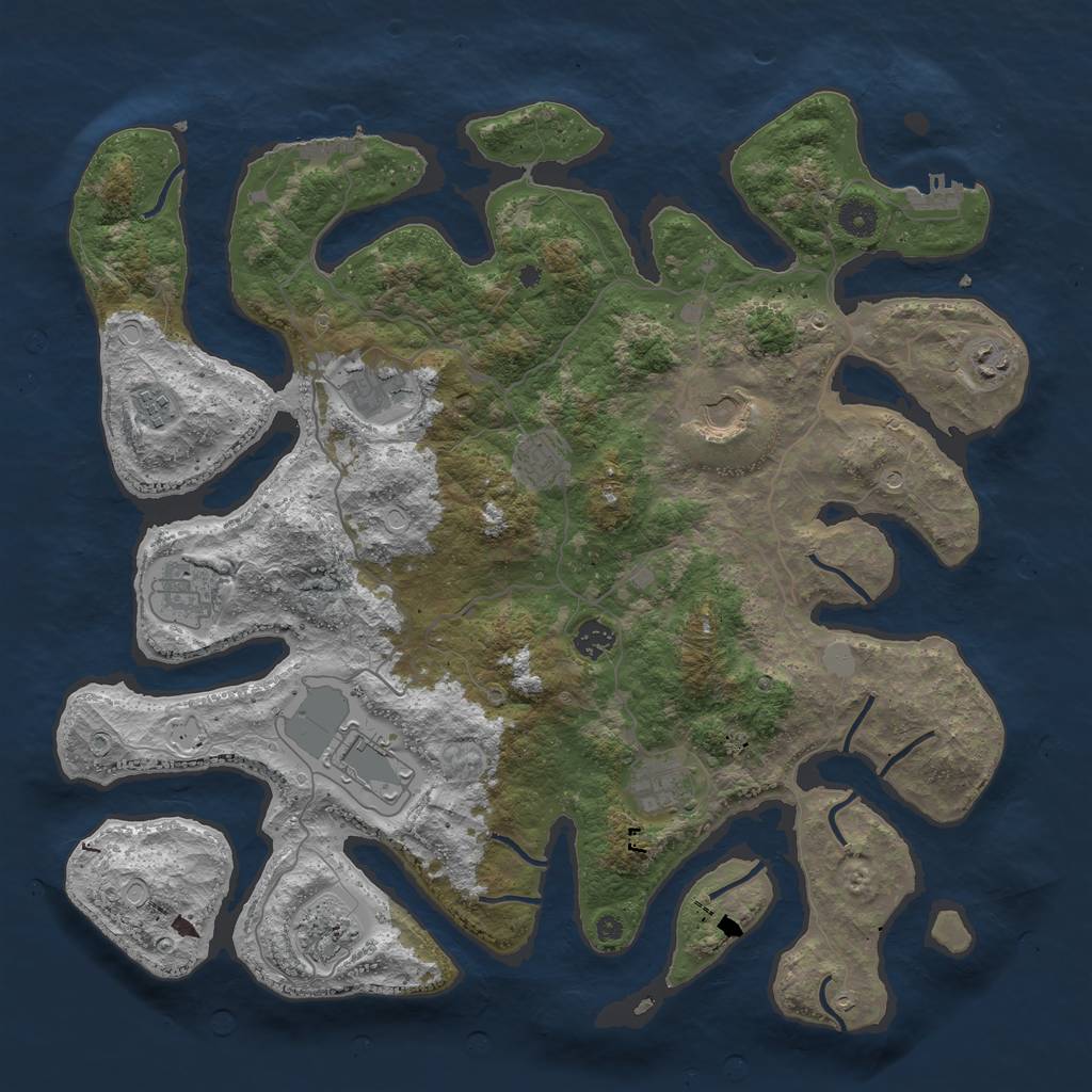 Rust Map: Procedural Map, Size: 4250, Seed: 9073, 18 Monuments