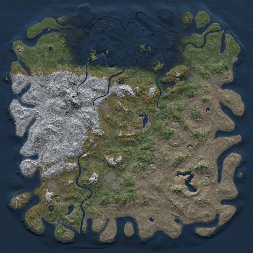 Rust Map: Procedural Map, Size: 6000, Seed: 4132, 17 Monuments