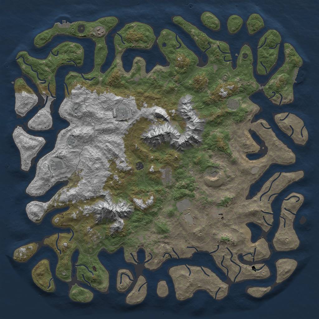 Rust Map: Procedural Map, Size: 6000, Seed: 4132, 19 Monuments