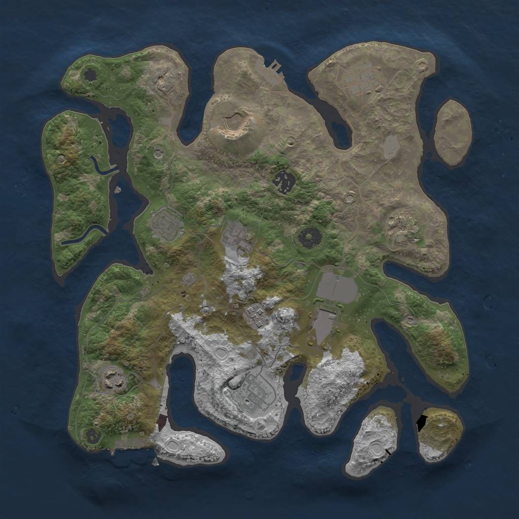 Rust Map: Procedural Map, Size: 3500, Seed: 600848050, 18 Monuments