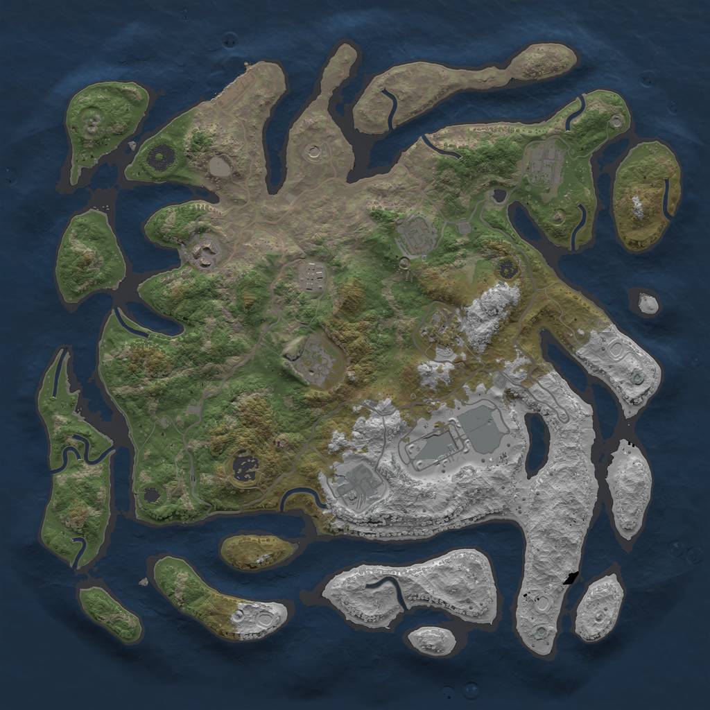 Rust Map: Procedural Map, Size: 4000, Seed: 15730, 16 Monuments