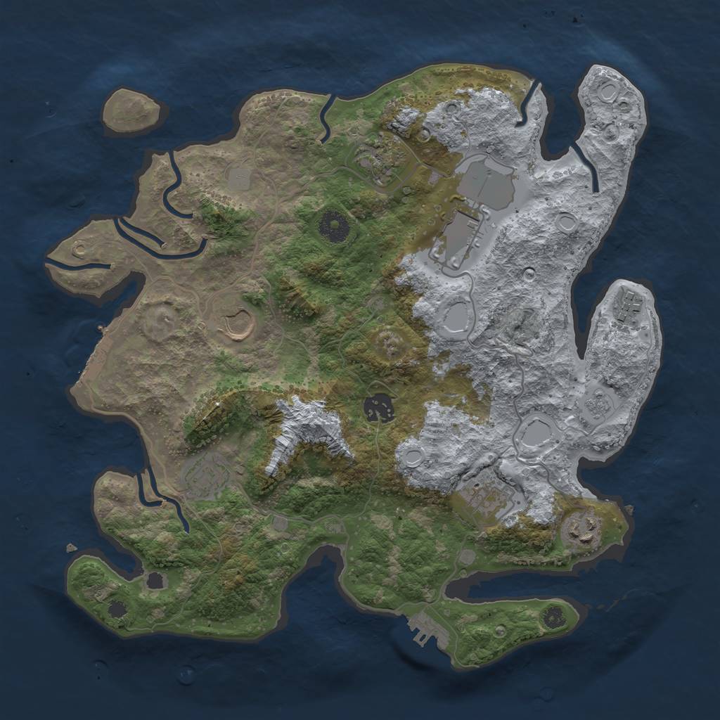 Rust Map: Procedural Map, Size: 3500, Seed: 71423, 14 Monuments